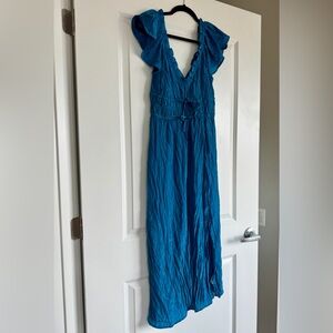 NWT! J. Crew Palermo dress in viscose-blend crinkle, Nordic Sea Blue Size Small!